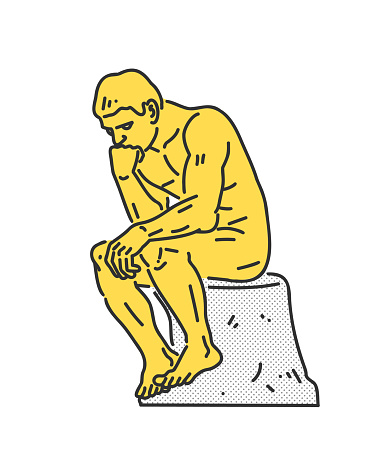 Illustration of Thinker Statue
