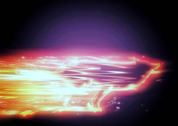 3d illustration of flame dog running in the dark with animal concept