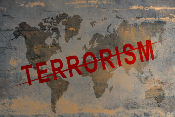 Stop terrorism sign stock photo