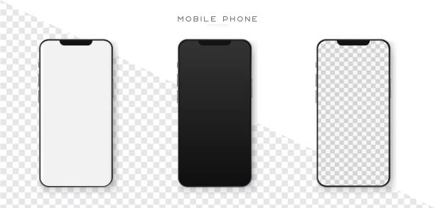 istock Realistic smartphone mockup. Mobile phone with top view blank screen isolated on white background. Vector illustration 1495028161