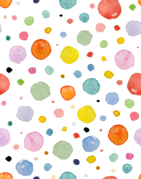 istock Hand painted watercolor colorful allover seamless polka dot circles in repeat 1495028182