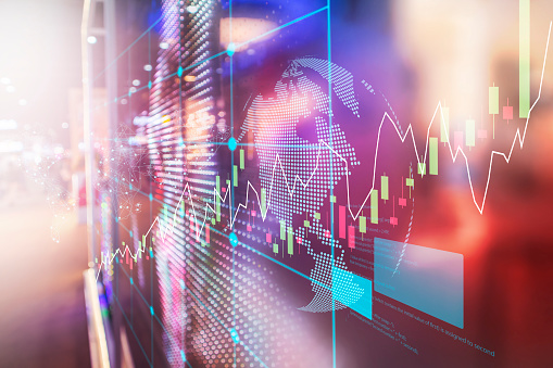 Investment and stock market,Financial information on screenstock price chart rising,World stock market and stock price charts