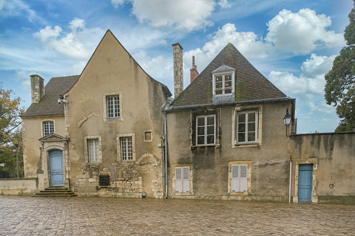 Bourges, medieval city in France, old houses in the historic center