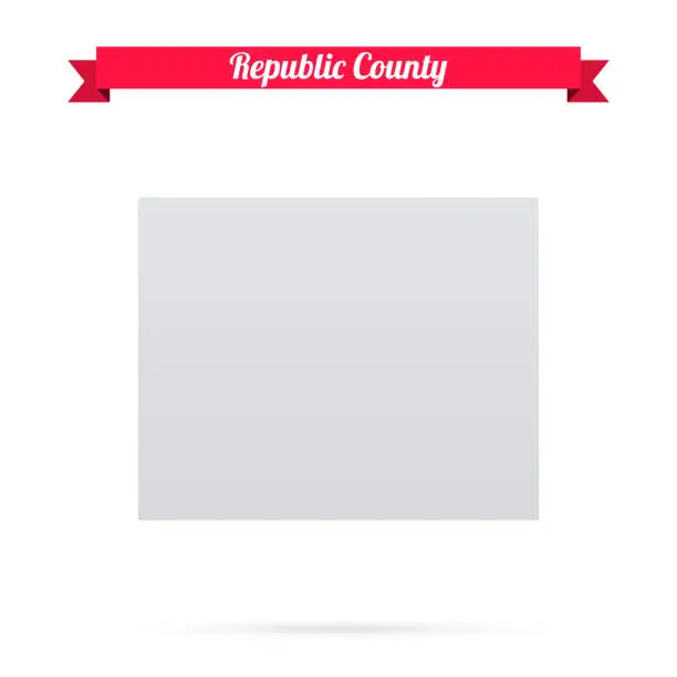 Vector illustration of Republic County, Kansas. Map on white background with red banner