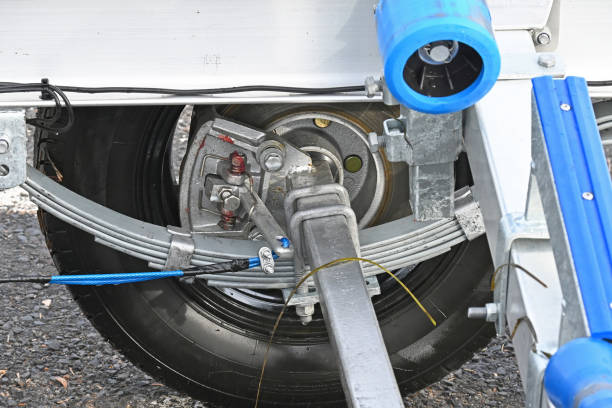 istock Trailer wheel  springs and brakes 1495030830