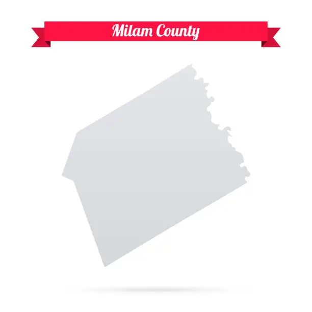 Vector illustration of Milam County, Texas. Map on white background with red banner