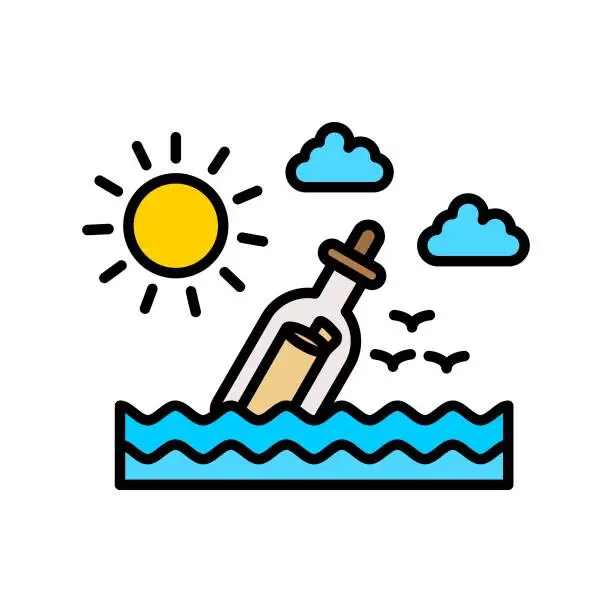 Vector illustration of Message In A Bottle Icon