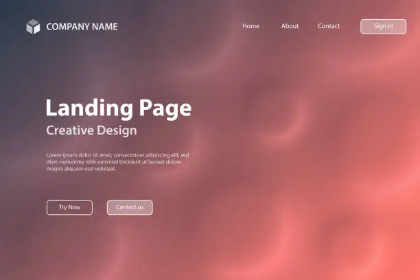 Vector illustration of Landing page Template - Abstract background with circles and Orange gradient