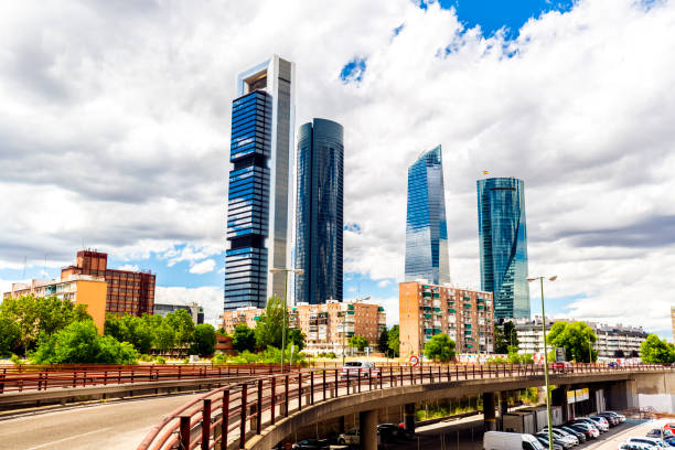 Bridge with four Skyscrapers in Madrid