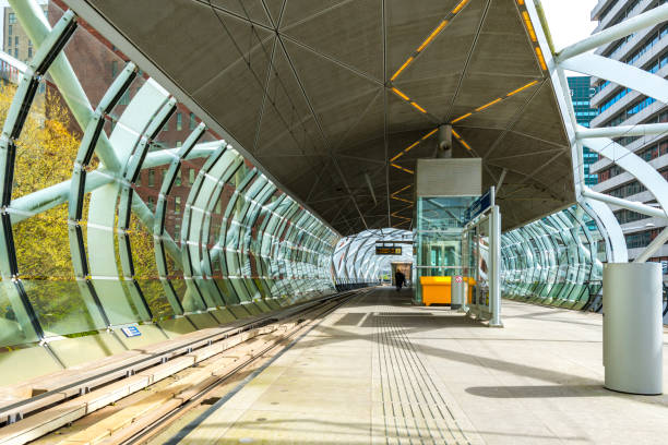 Newly built elevated speed trolley track in The Hague, Holland