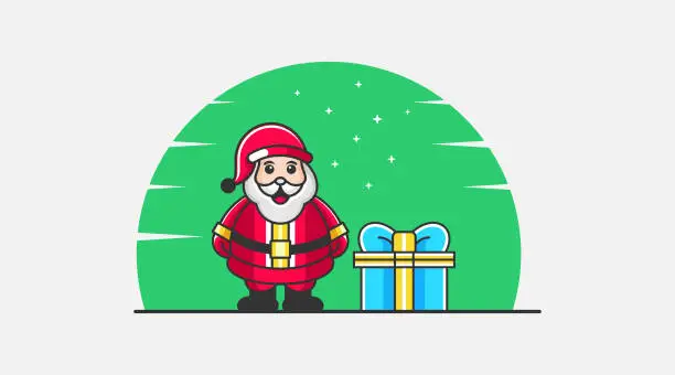 Vector illustration of Senta Claus with gift logo abstract vector template