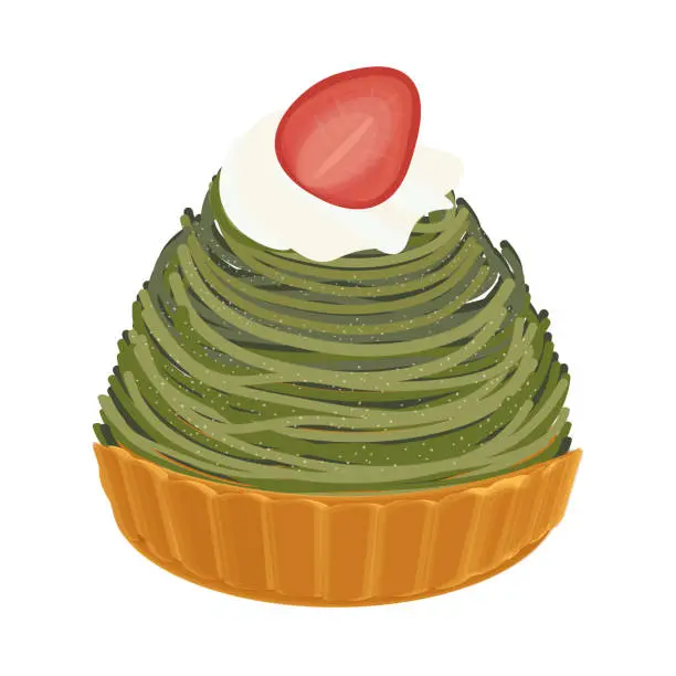 Vector illustration of Mont Blanc ice Cream Matcha Green tea