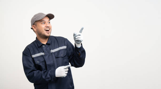 istock Technician workers in uniform maintenance service with blankspace. Profession of service industry house repair. Home services copy space concept isolated background. 1495047102