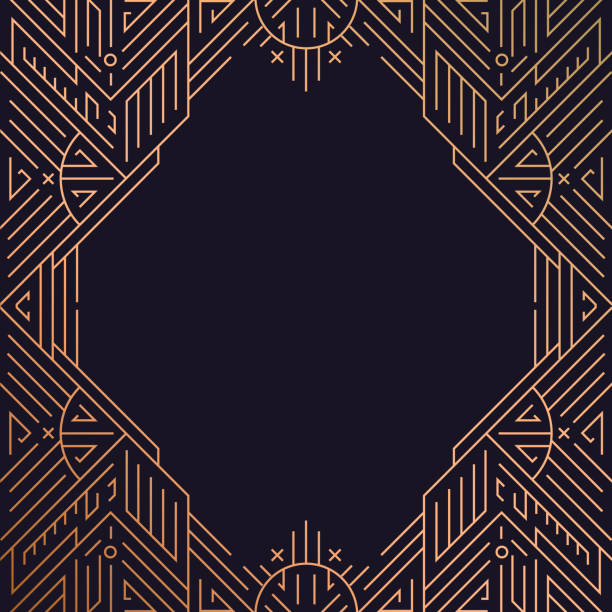 Vector art deco design element, label and frame for luxury products, golden linear fancy backaground, vintage style, poster, print, wedding invitation, cover, package Vector art deco design element, label and frame for luxury products, golden linear fancy backaground, vintage style, poster, print, wedding invitation, cover, package. gatsby stock illustrations