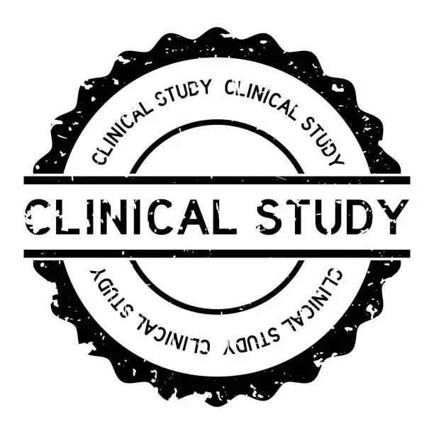 Vector illustration of Grunge black clinical study word round rubber seal stamp on white background