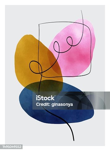 istock Abstract contemporary modern trendy. vector Set of creative minimalist hand painted illustrations for social media, wall decoration, postcard or brochure cover design 1495049552