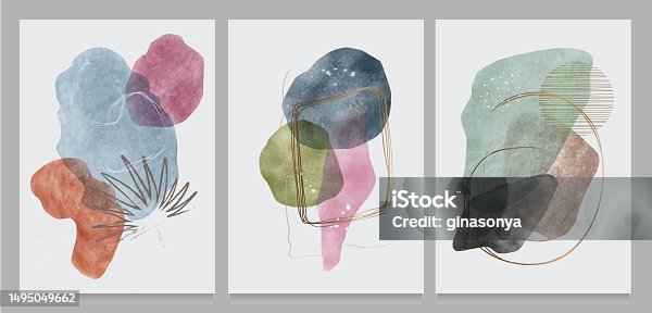 istock Abstract contemporary modern trendy. vector Set of creative minimalist hand painted illustrations for social media, wall decoration, postcard or brochure cover design 1495049662