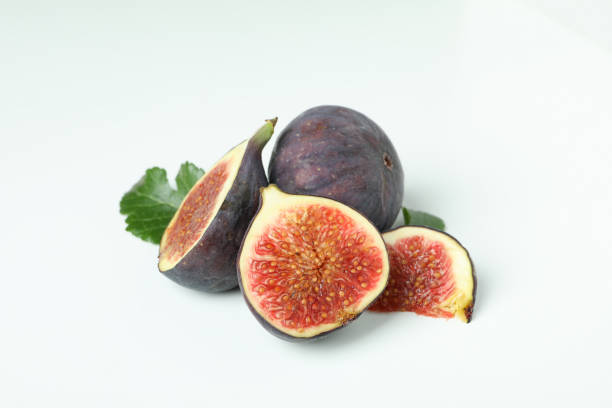 istock Fig with leaves on white background, close up 1495054848
