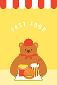 istock vector illustrations of a fast food and drink set and teddy bear staff for banners, cards, flyers, social media wallpapers, etc. 1495055636