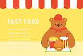 istock vector illustrations of a fast food and drink set and teddy bear staff for banners, cards, flyers, social media wallpapers, etc. 1495055937