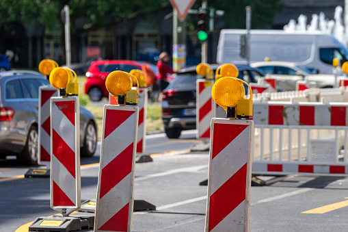 Construction barrier on city street