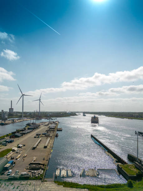 istock One cargoship leaving the locks, the Netherlands. 1495059648