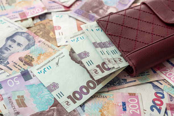 new 500 1000 hryvnia banknotes in a wallet. Ukrainian currency. new 500 1000 hryvnia banknotes in a wallet. Ukrainian currency. UAH ukrainian currency stock pictures, royalty-free photos & images