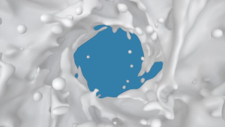 Milk splash in shape of spiral with alpha mate, 3D animation