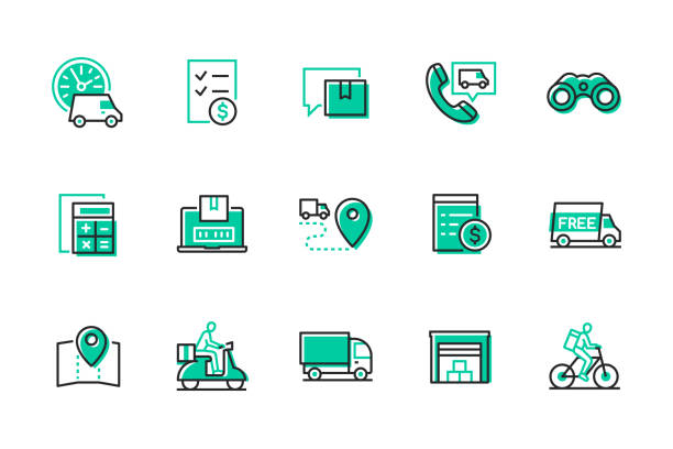 Delivery services - modern line design style icons set vector art illustration