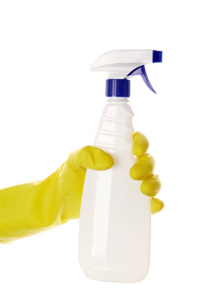 istock Detergents for home. Cleaning products. White blank plastic spray detergent bottle isolated on white background. 1495077713