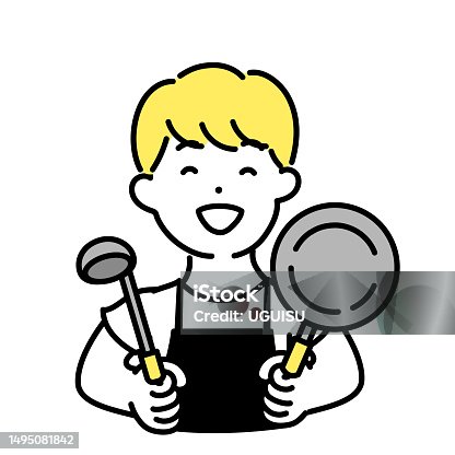 istock Illustration Series of Cute Person _ Male Clerk_ Cooking 1495081842