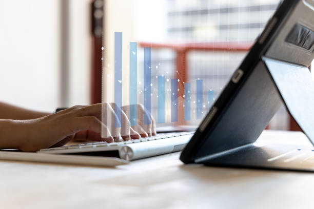 istock Business strategy. Abstract icon. Digital marketing.using tablet analyzing sales data and economic growth graph chart. 1495082574