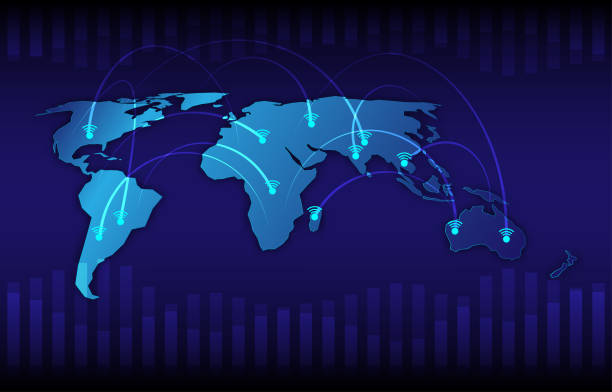istock Map technology wireless internet and internet of things with global. city and communication network concept EP.2 1495083034