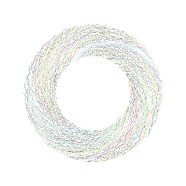 Vector illustration of Multicolored thread in vortex, in donut shape