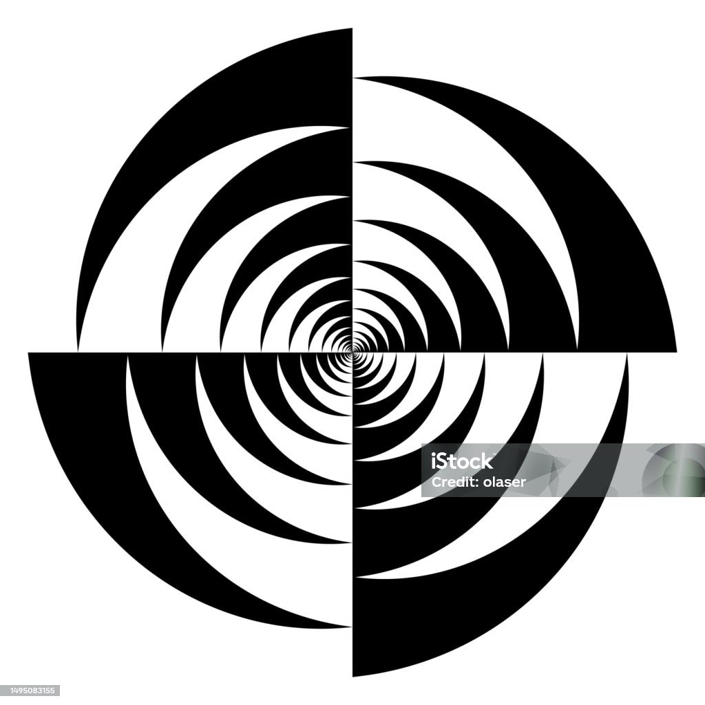 Four Sections Of Concentric Bent Triangles Circular Pattern Stock ...