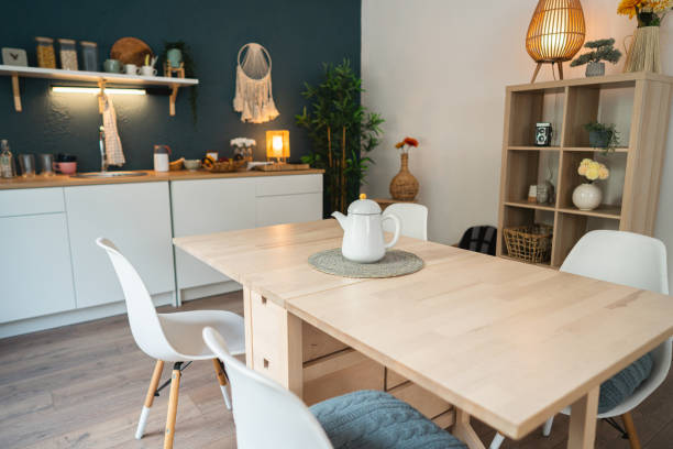 istock Modern domestic kitchen and dining area at the apartment 1495086258