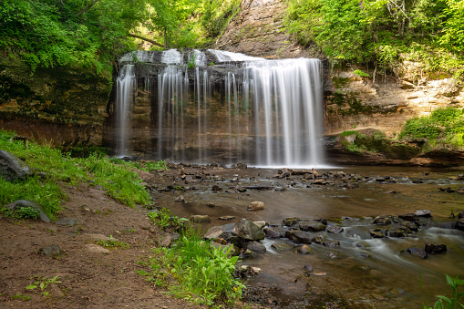 Cascade Falls  waterfall in the small town of Osceola, Wisconsin.  Landmark of waterfall