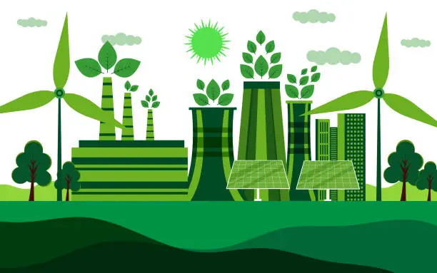 Vector illustration of Green ecology City environmentally friendly