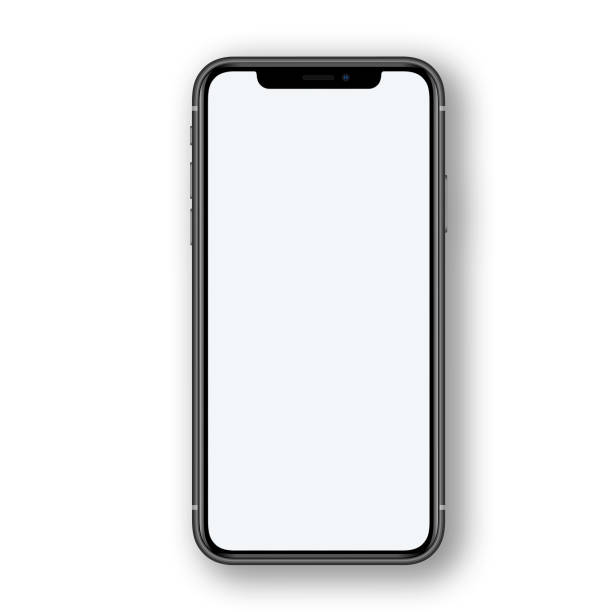 istock Shiny smartphones isolated on grey background with blank white screen for mockup project. 1495089927