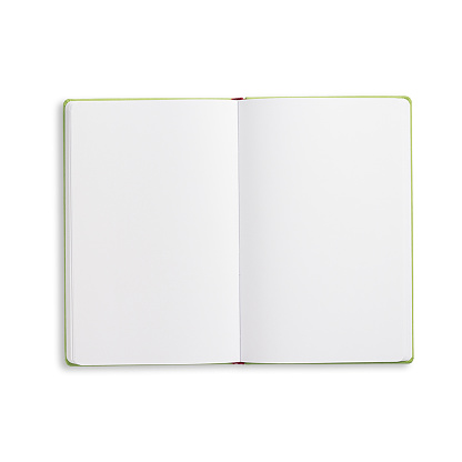 Various notebook with flat lay concept isolated on white background.