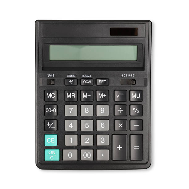 istock Black digital calculator on the top view white background suitable for finance concept. 1495091500
