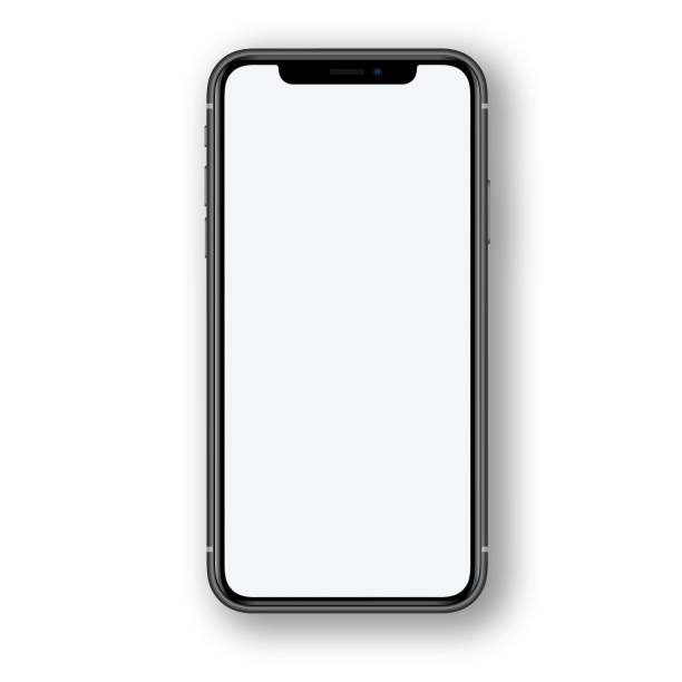 istock Shiny smartphones isolated on grey background with blank white screen for mockup project. 1495092122