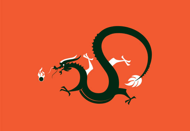 Chinese dragon symbol vector art illustration