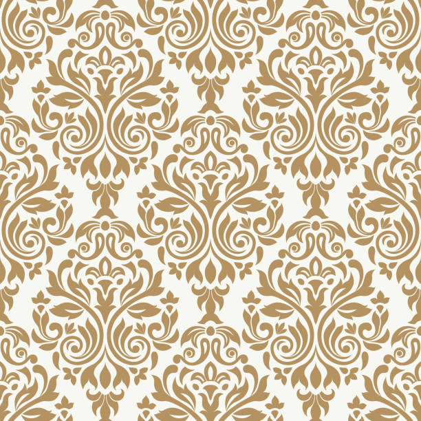 ilustrações de stock, clip art, desenhos animados e ícones de damask vintage seamless background pattern - rococó