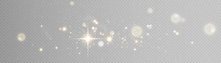 Light effect with lots of shiny shimmering particles isolated on transparent background. Vector star cloud with dust.