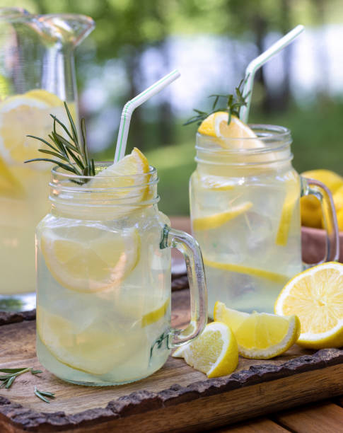 istock Lemonade in glass jars on table outdoors 1495096800