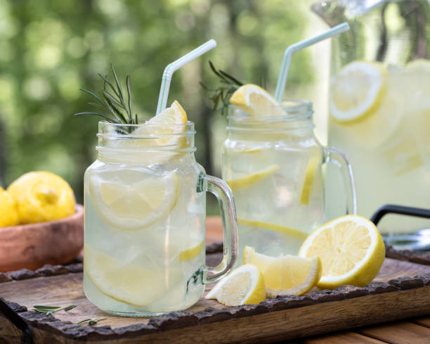 istock Lemonade in glass jars on table outdoors 1495096851