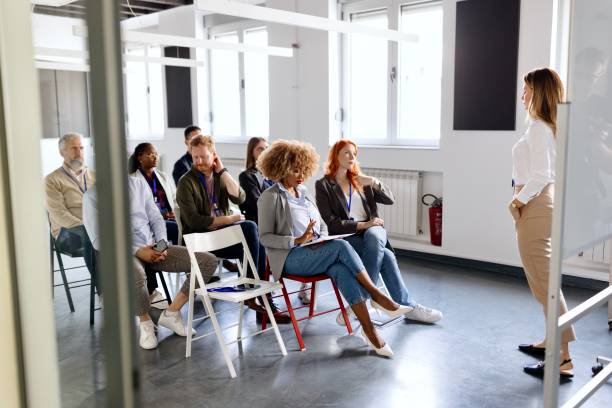 istock A beautiful woman leads a conference 1495097392