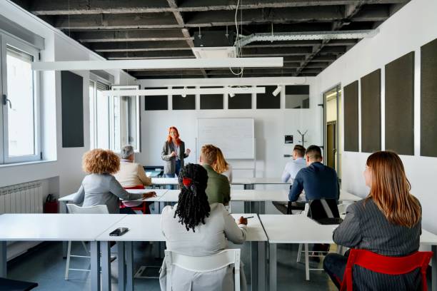 istock Businesswoman leading a training 1495097568