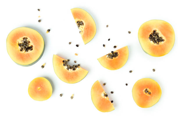 istock Fresh ripe papaya isolated on white background 1495100813